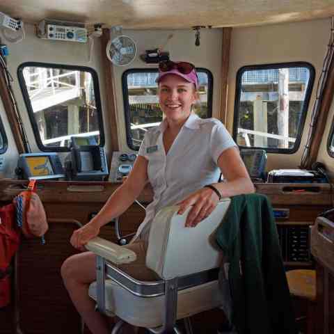 a person sitting on a bus