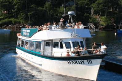 new harbor ferry to monhegan island docked